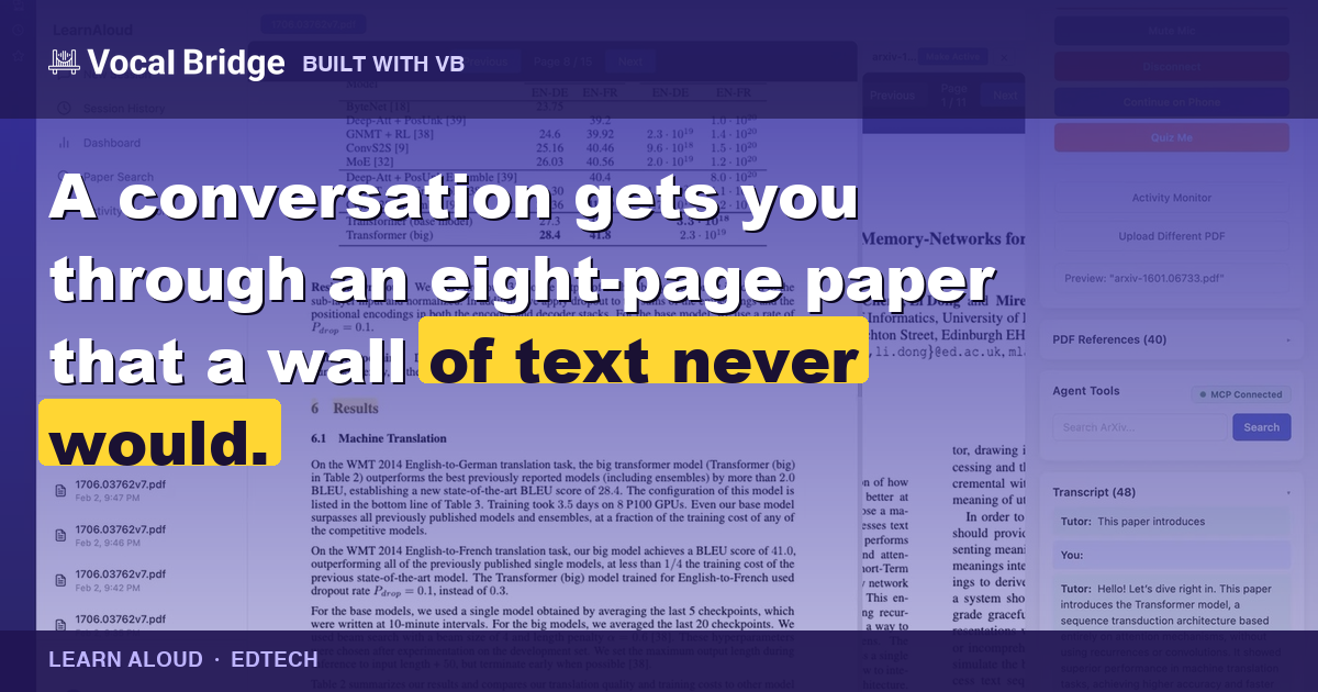 Learn Aloud: talk to any research paper, built thumbnail