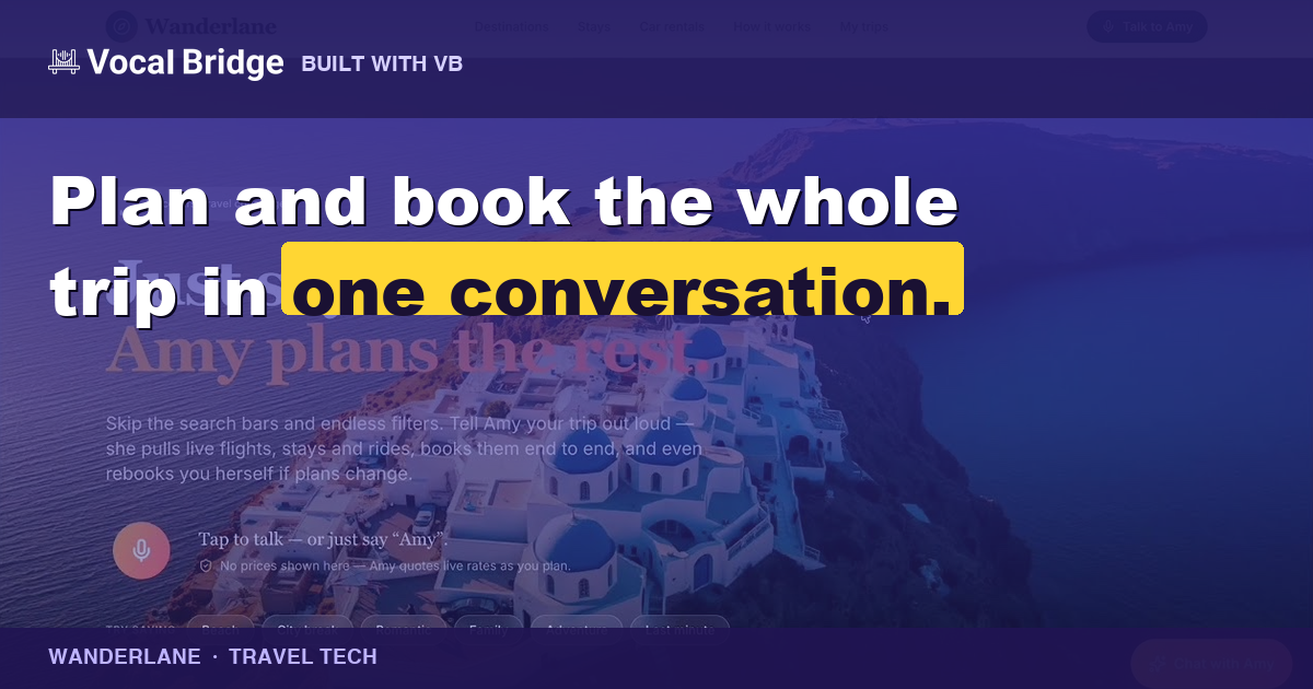 Wanderlane: a voice agent that plans and books the whole trip, built thumbnail